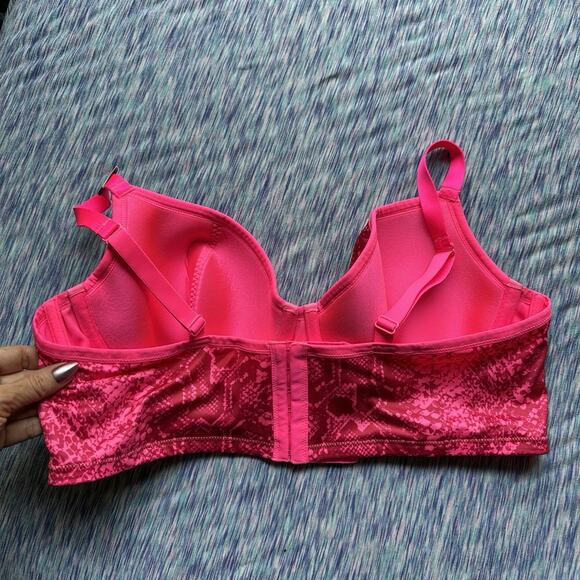 Cacique Longline Bra 44B Underwire Snake print Hot Pink Padded Adjustable Strap - Picture 5 of 5